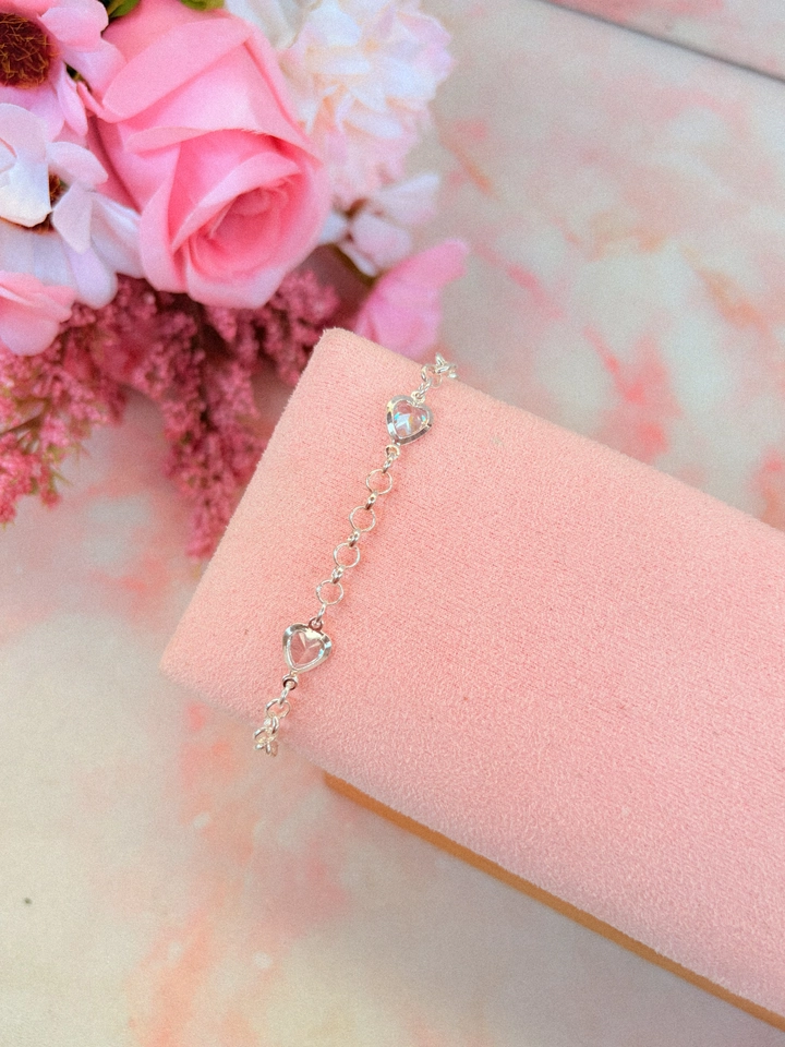 Pulseira elo português corações - prata  - 1