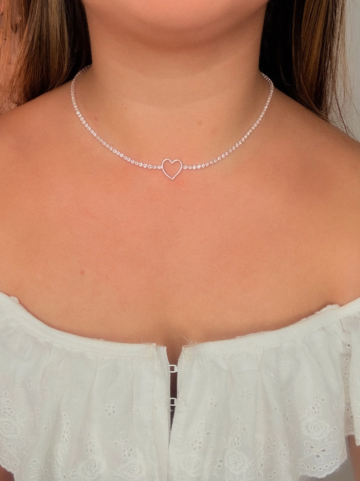 Choker coração com brilho  - 1