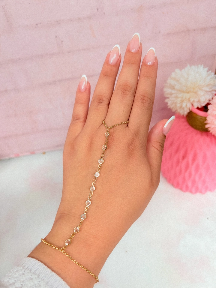 Pulseira hand chain cristais  - 1