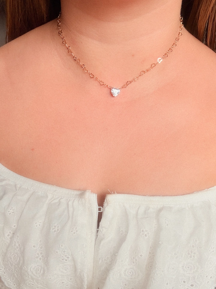 Choker coração cristal  - 1