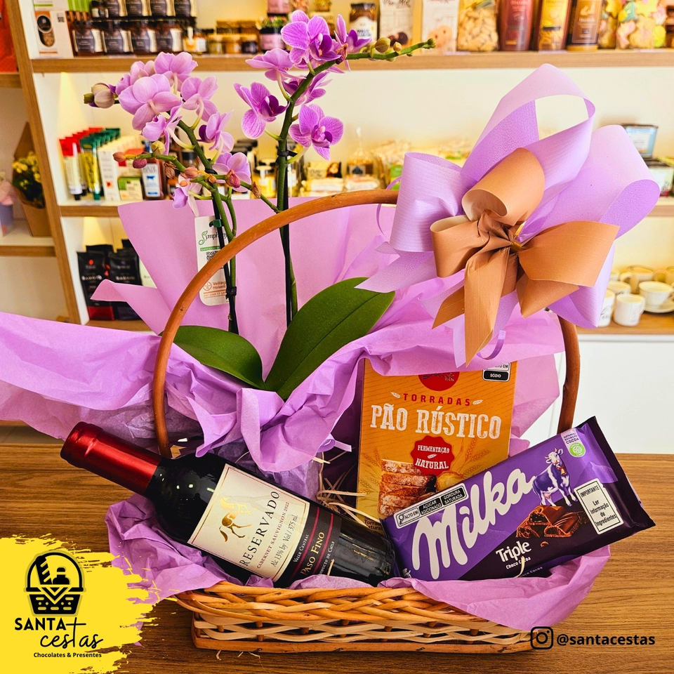 Cesta Orquídea + Vinho