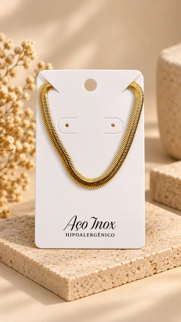 Colar Lacraia Aço Dourado