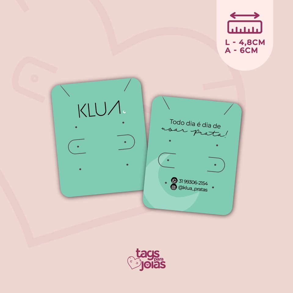 Tag para Colar e Trio de Brincos + Corte para Argolinha - 6cm x 4,8cm - 1
