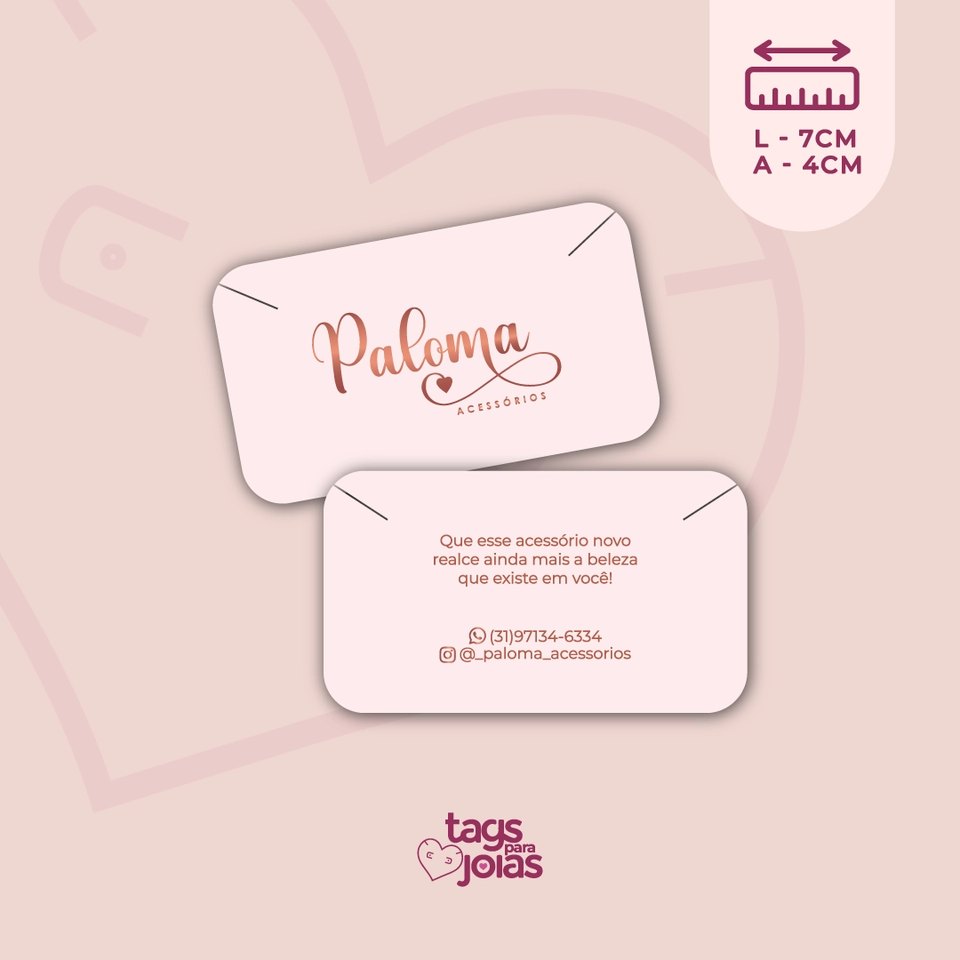Tag Pulseira/Colar - 7cm x 4cm - 1