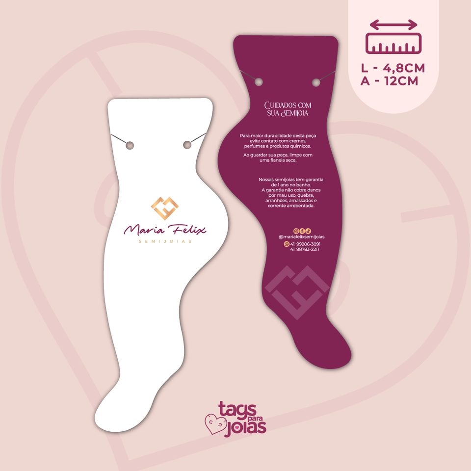 Tag para Tornozeleira - 12cm x 4,8cm - 1