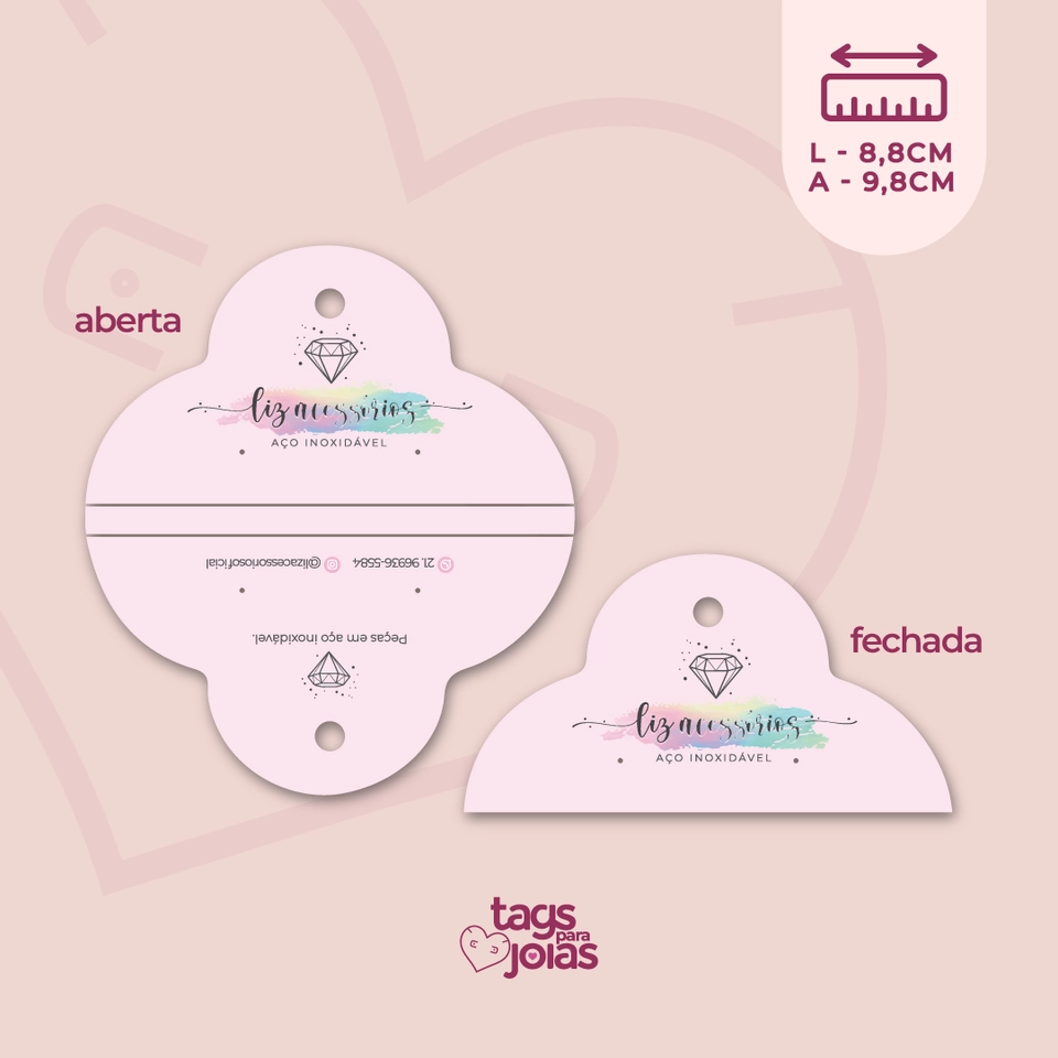 Tag Classic para Colar e Brinco com Vinco (dobra) - 9,8cm x 8,8cm - 1