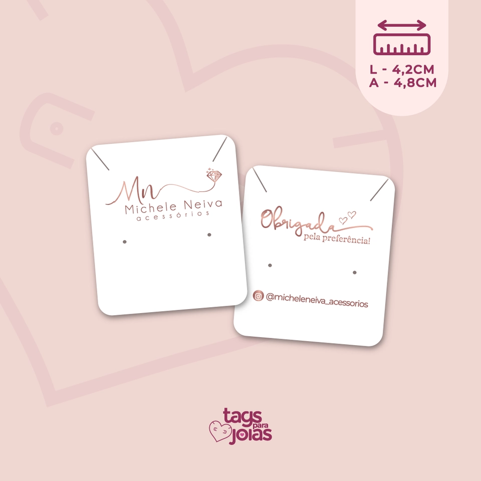 Mini Tag para Colar e Brinco - 4,2cm x 4,8cm - 1