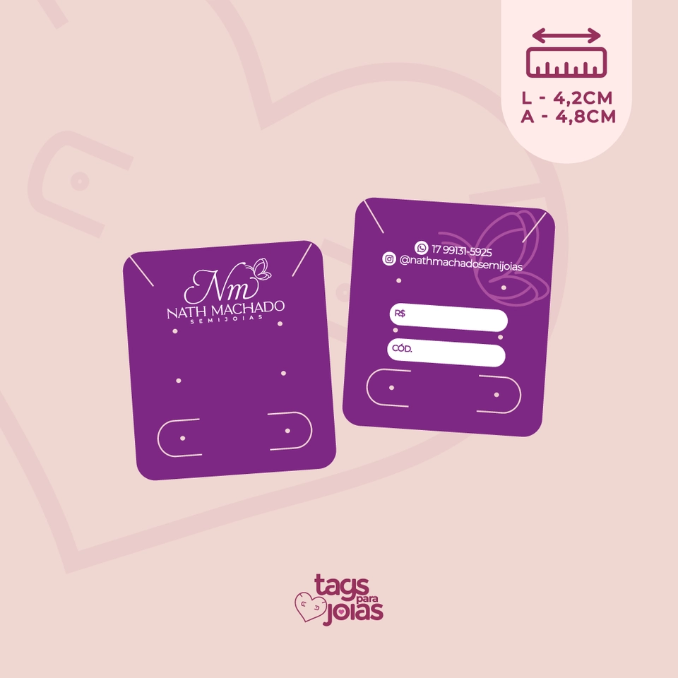 Mini Tag Colar e Trio de Brinco + Par de Corte para Argolinha - 4,2cm x 4,8cm