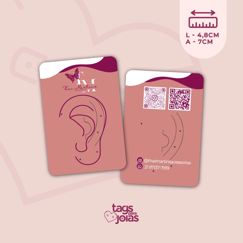 Tag para Piercing’s e Piercing's Fake - 7cm x 4,8cm - 1