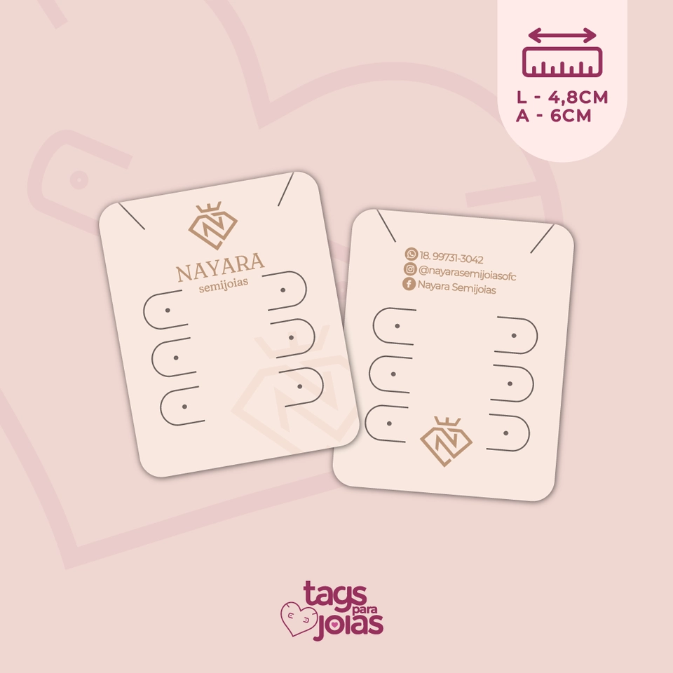 Tag para Trio de Brincos, Colar + 3 pares de Corte para Argolinha - 6cm x 4,8cm - 1