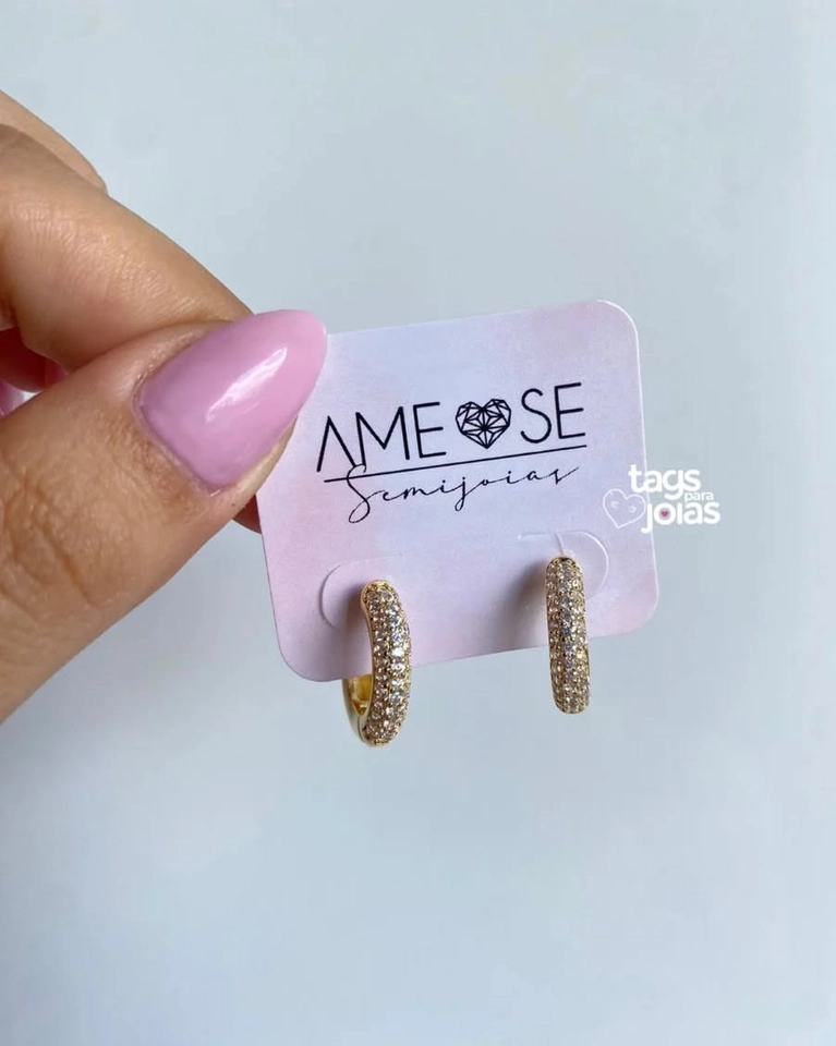 Mini Tag para Brinco + Corte para Argolinha - 3,5cm x 4cm - 2