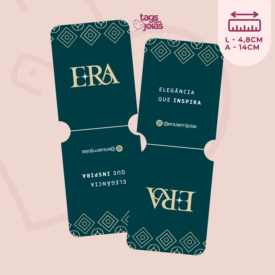 Tag Gravatinha para Colar e Pulseira com vinco (dobra) - 14cm x 4,8cm - 1