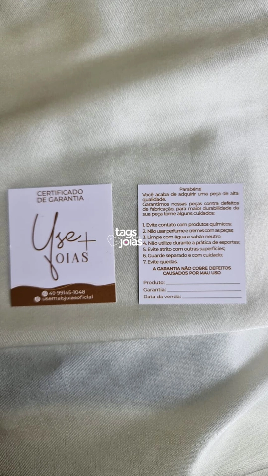 Mini Cartão, Mini Certificado de Garantia, Mini Cartão de Agradecimento ou Visita - 4,2cm x 4,8cm - 3