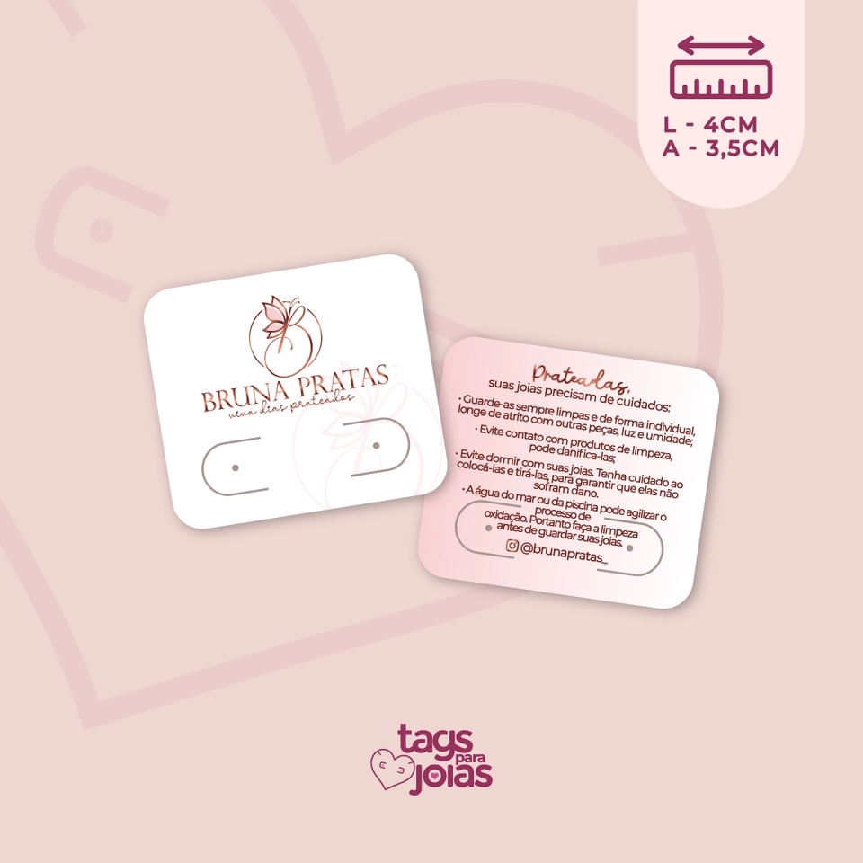 Mini Tag para Brinco + Corte para Argolinha - 3,5cm x 4cm - 1