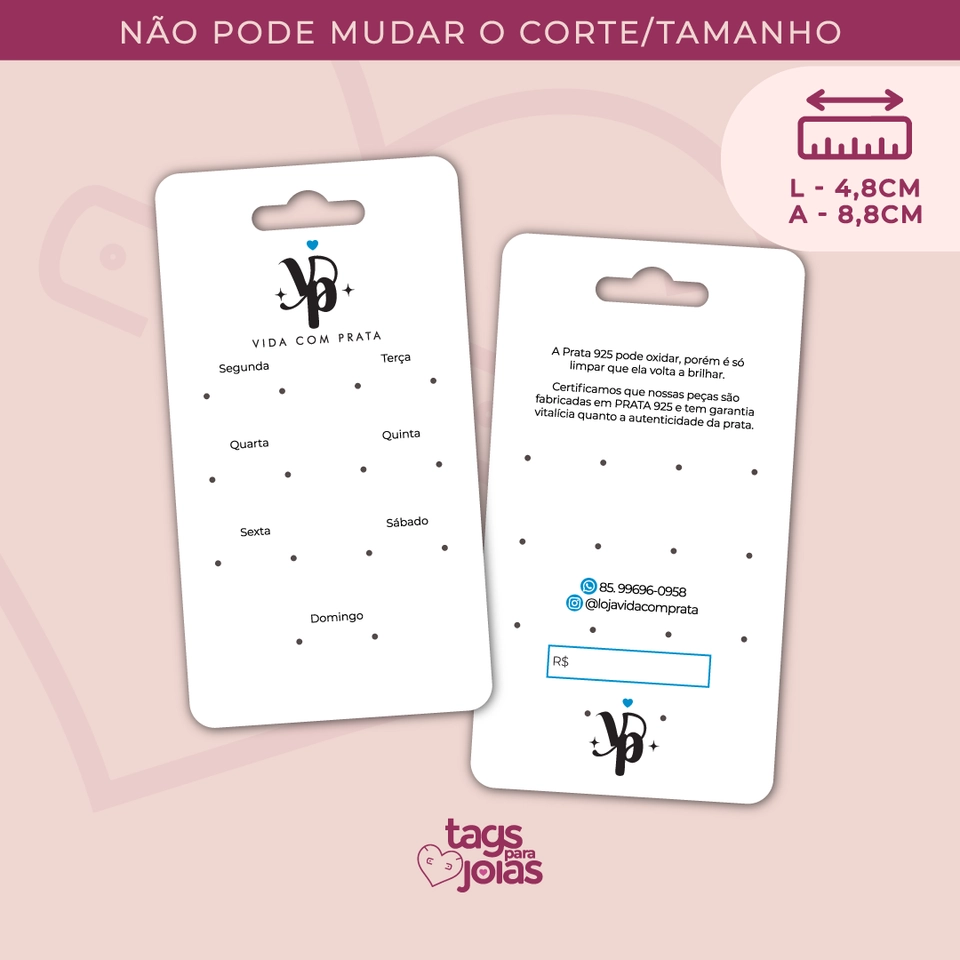 Tag Semaninha Slim - 8,8cm x 4,8cm - 1