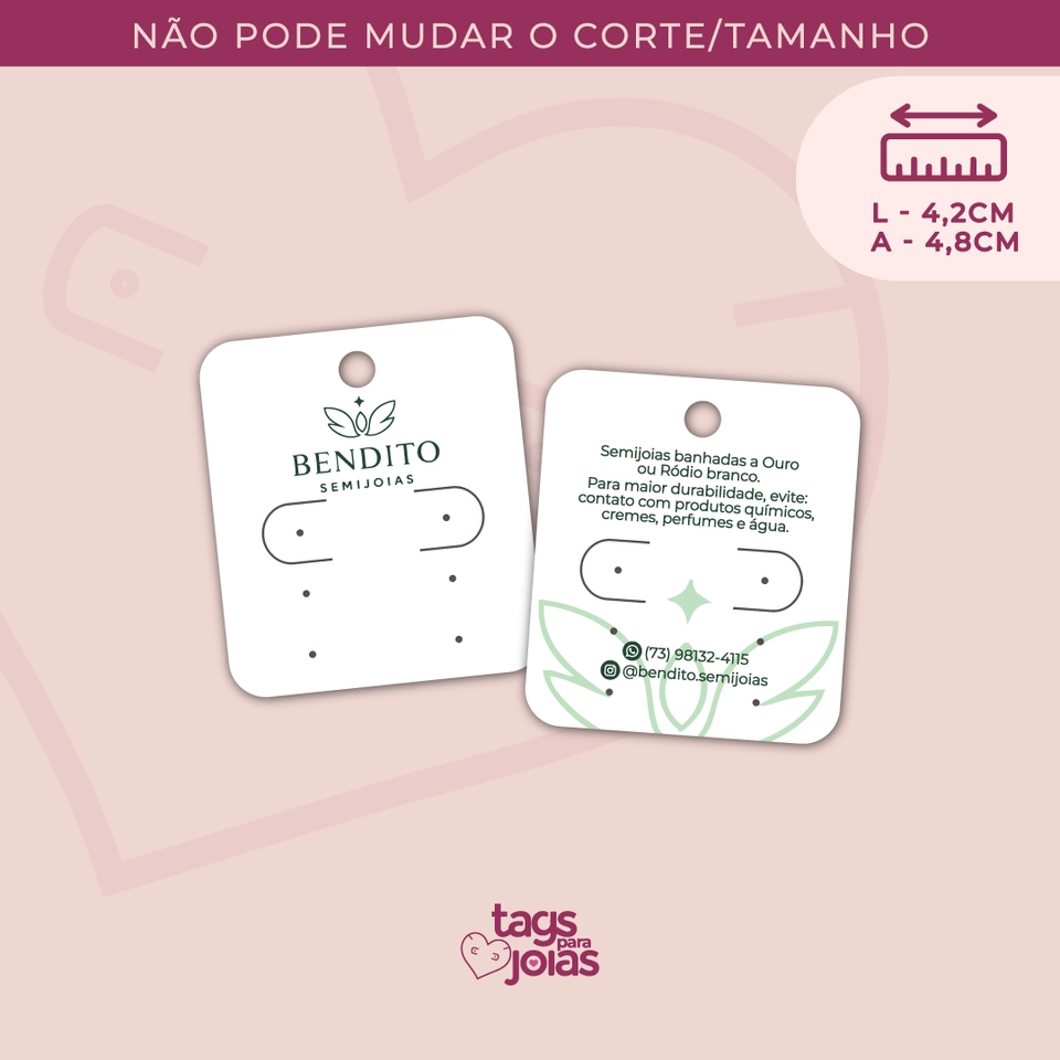 Tag Trio de Brincos + corte para argolinha - 4,2cm x 4,8cm