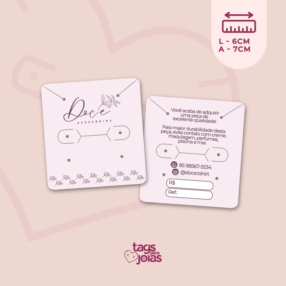 Tag para Colar, Duplo Brinco e Anel + Corte para Argolinha - 7cm x 6cm - 1