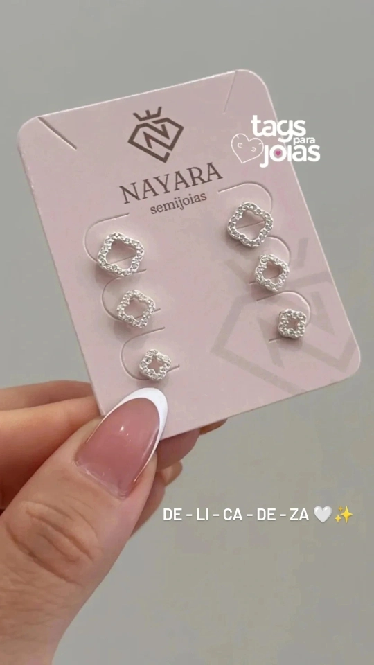 Tag para Trio de Brincos, Colar + 3 pares de Corte para Argolinha - 6cm x 4,8cm - 2