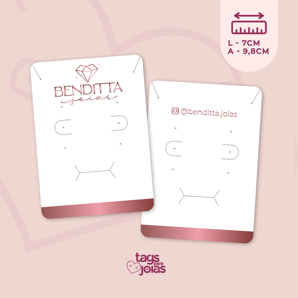 Tag para Colar, Trio de Brincos e Anel + Corte para Argolinha - 9,8cm x 7cm - 1