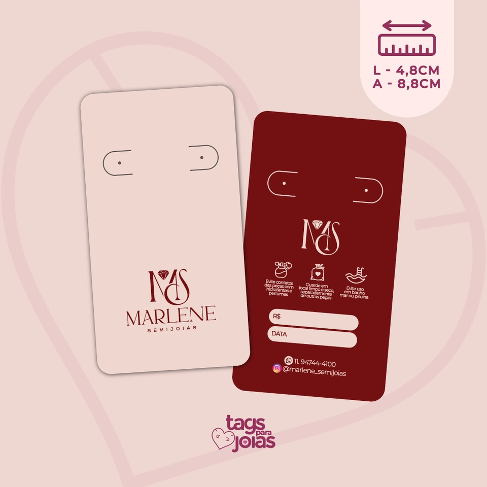 Tag para Brincos Maiores + Corte para Argola - 8,8cm x 4,8cm - 1