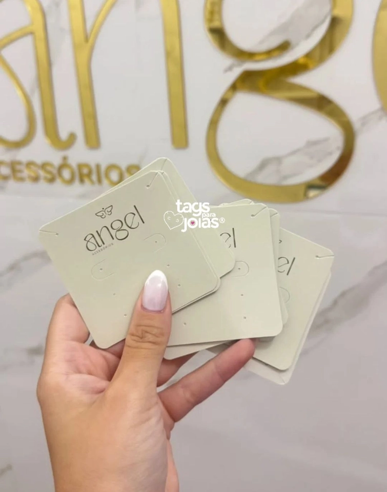 Tag Quadrada Colar e Trio de Brinco - 6,5cm x 6,5cm - 2