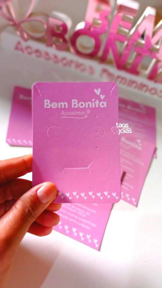 Tag para Colar, Trio de Brincos e Anel + Corte para Argolinha - 9,8cm x 7cm - 2
