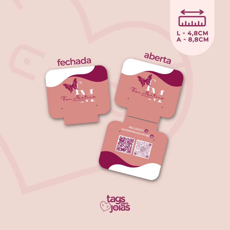 Tag Cinturada para Brinco, Colar e Pulseira com vinco - 8,8cm x 4,8cm - 1