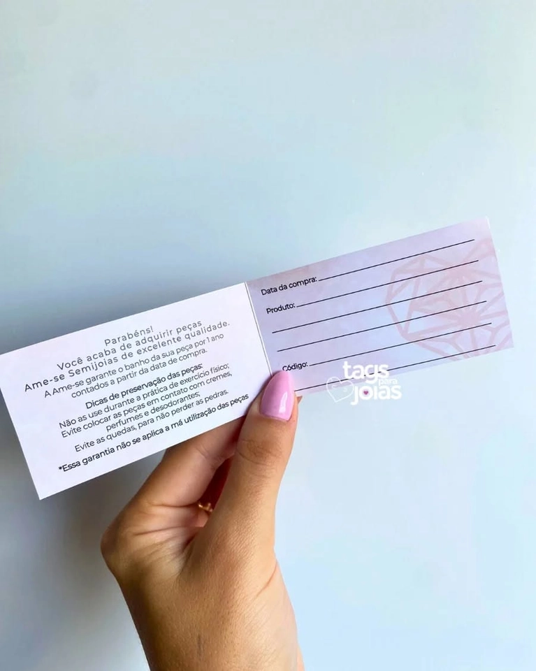 Certificado de Garantia Grande com Dobra - 17,9cm x 4,8cm - 2