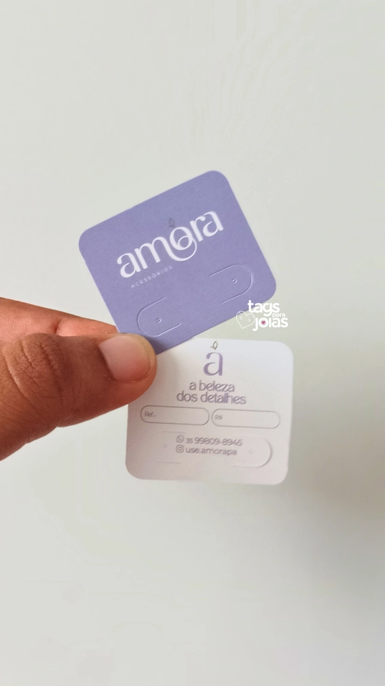 Mini Tag para Brinco + Corte para Argolinha - 3,5cm x 4cm - 3