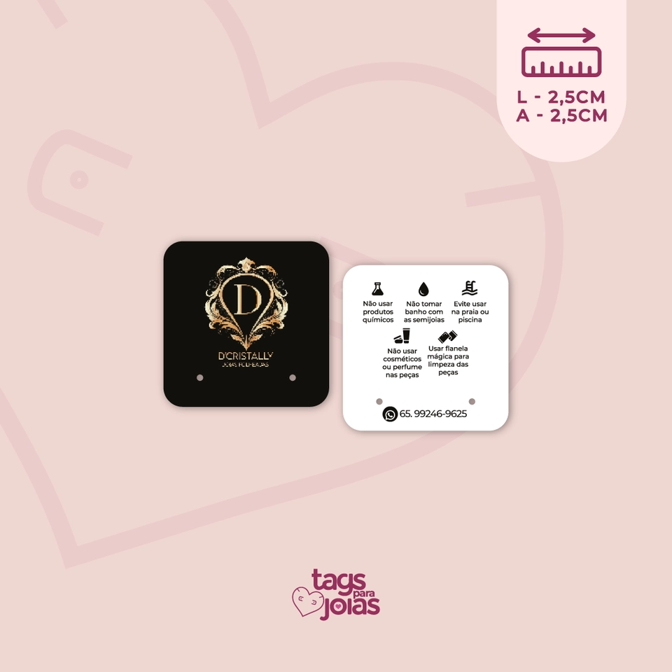 Mini Tag Brinco - 2,5cm x 2,5cm - 1