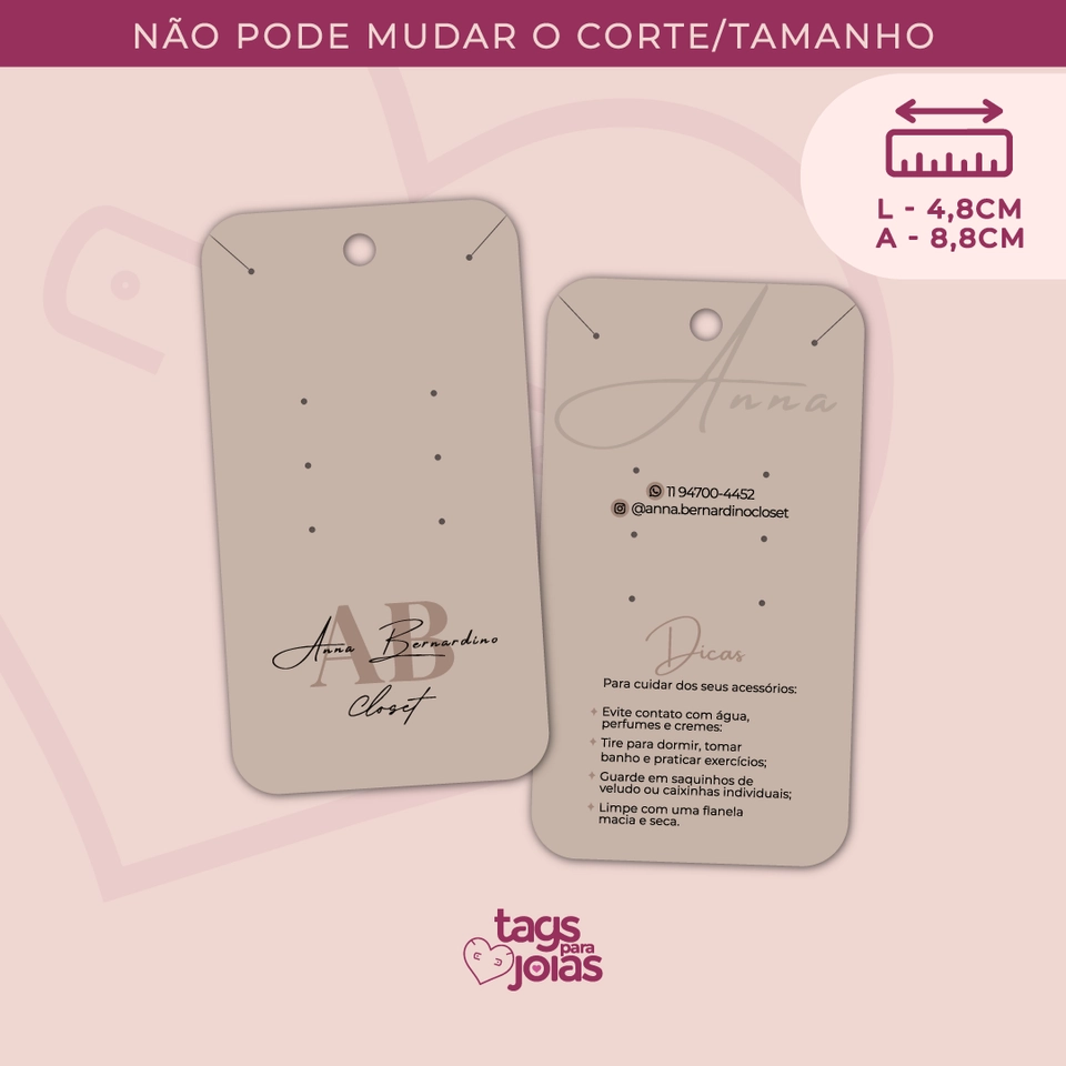 Tag Slim para Trio e Colar - 8,8cm x 4,8cm - 1