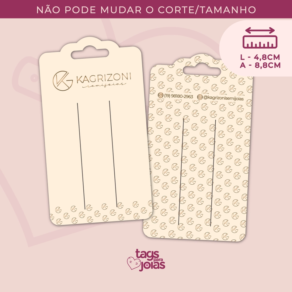 Tag para Laços Slim - 8,8cm x 4,8cm