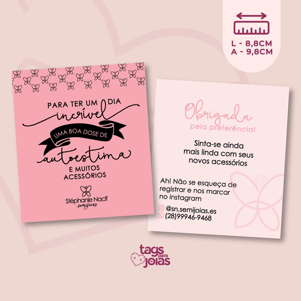 Cartão de Agradecimento, Garantia ou Cuidados - 9,8cm x 8,8cm
