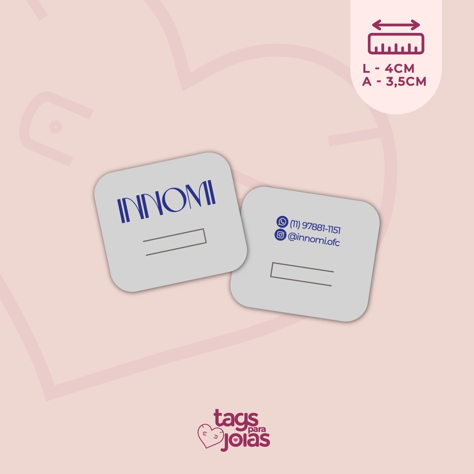 Tag para Berloque e Pingente - 4cm x 3,5cm - 1