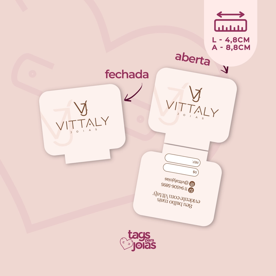 Tag Cinturada para Colar e Pulseira com vinco (dobra) - 8,8cm x 4,8cm - 1