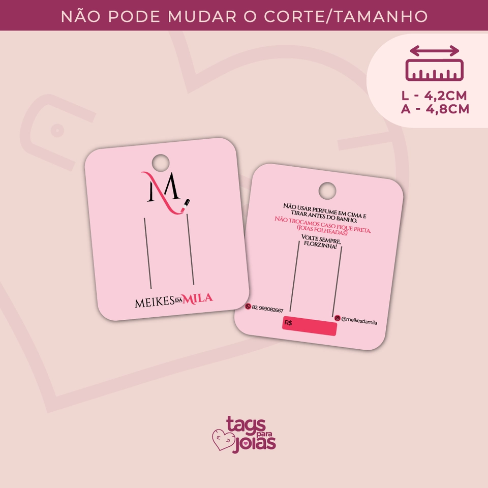 Mini Tag Laço/Presilha de Cabelo - 4,2cm x 4,8cm - 1