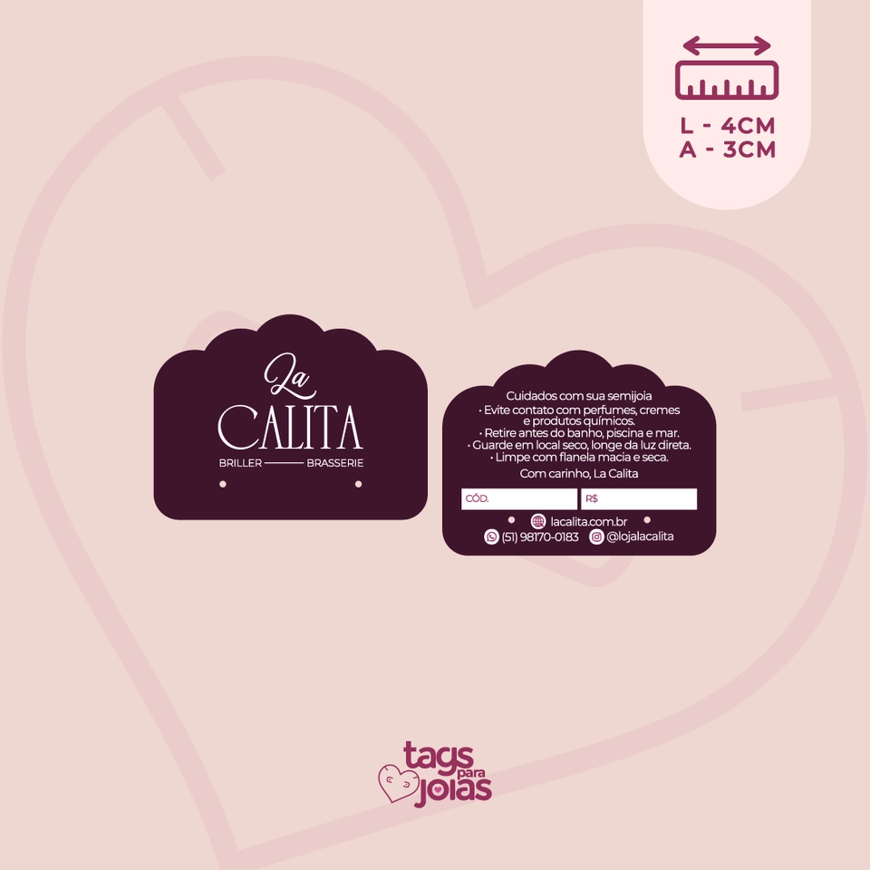 Tag para Brinco • Corte Nuvem - 4cm x 3cm