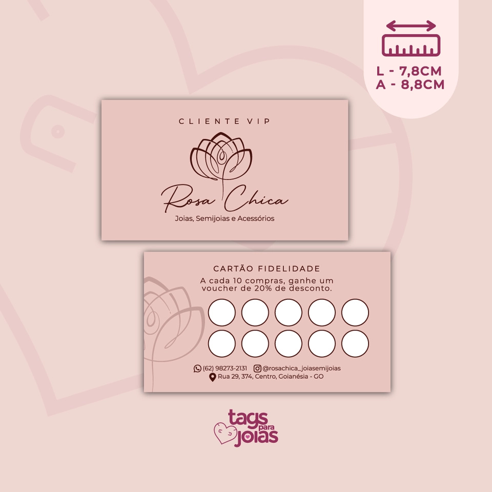 Cartão de Visita, Cliente VIP, Presente ou Fidelidade - 8,8cm x 4,8cm