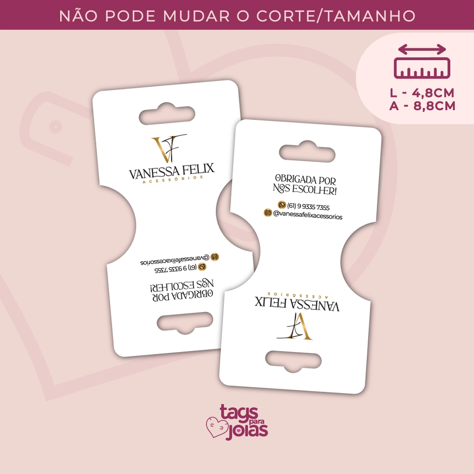 Tag Cinturada Classic para Colar e Pulseira - 8,8cm x 4,8cm - 1