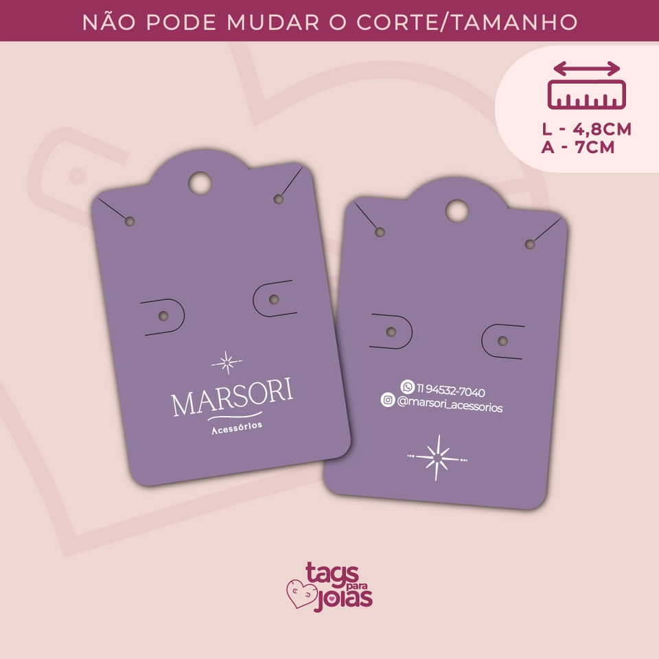 Tag Colar e Brinco • Corte Capelinha - 7cm x 4,8cm