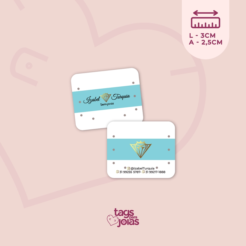 Mini Tag Trio + Par de Brinco - 3cm x 2,5cm