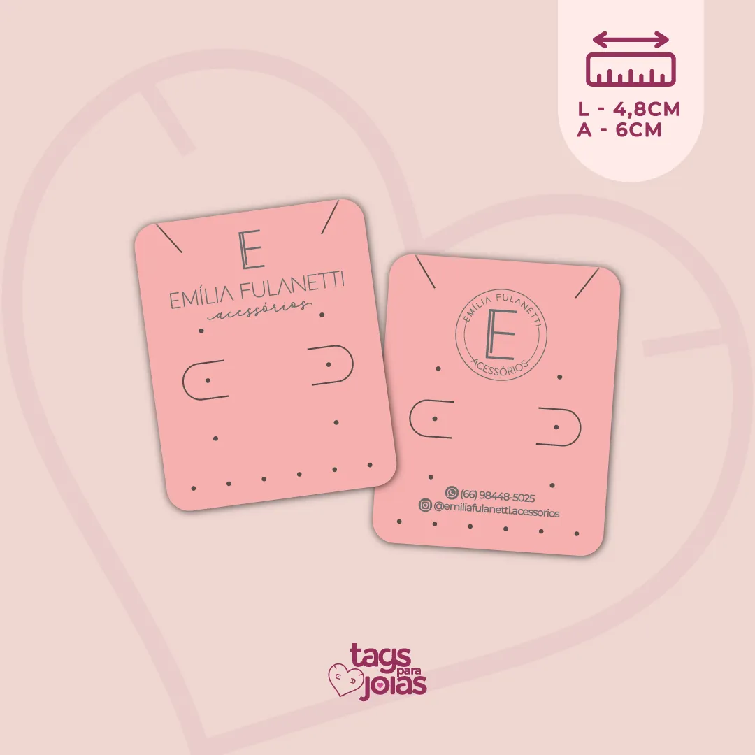 Tag para Colar e Trio de Brincos + Trio de Argolas no rodapé - 6cm x 4,8cm