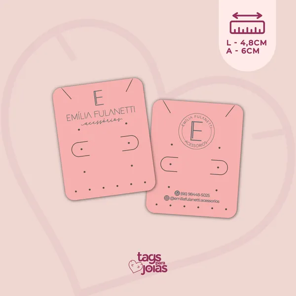 Tag para Colar e Trio de Brincos + Trio de Argolas no rodapé - 6cm x 4,8cm