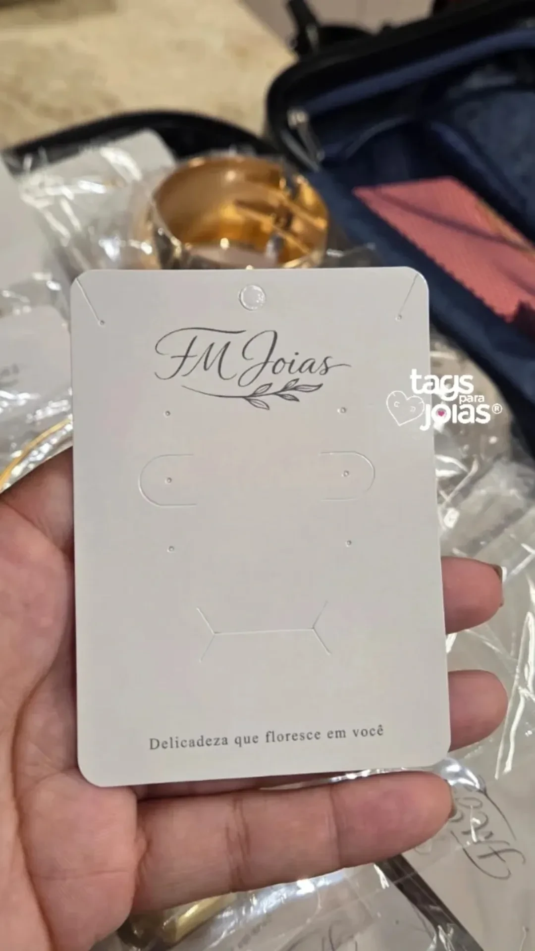 Tag para Colar, Trio de Brincos e Anel + Corte para Argolinha - 9,8cm x 7cm - 3