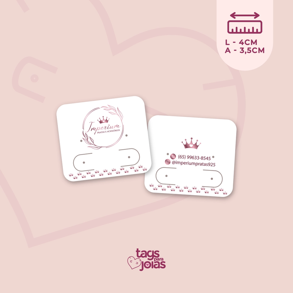 Tag para Duplo Brinco + Corte para Argolinha - 3,5cm x 4cm - 1