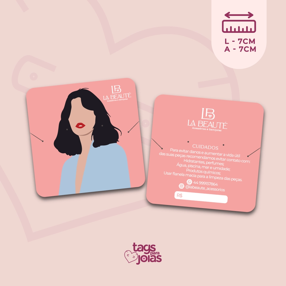 Tag Mulher para Colar e Brinco - 7cm x 7cm - 1
