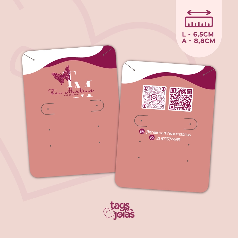 Tag Grande Colar e Trio de Brinco - 8,8cm x 6,5cm