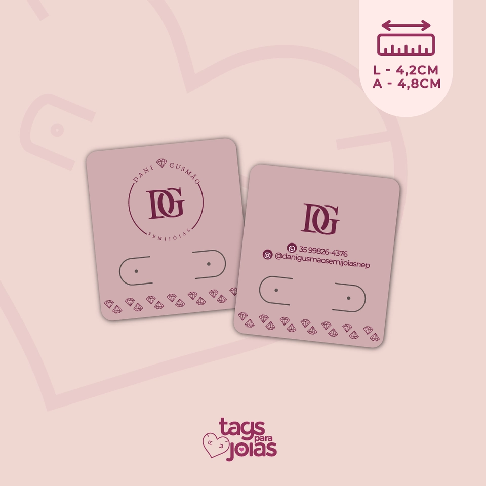 Tag para Brinco + Corte para Argolinha - 4,2cm x 4,8cm - 1