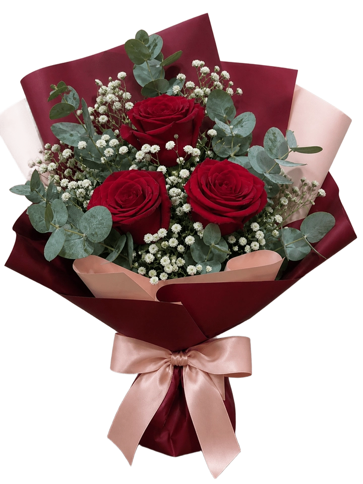 Buquê de 3 Rosas Vermelhas