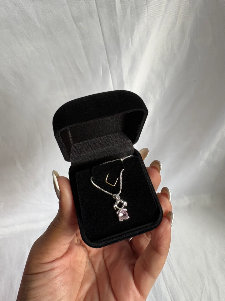 Colar menina rosa cristal 